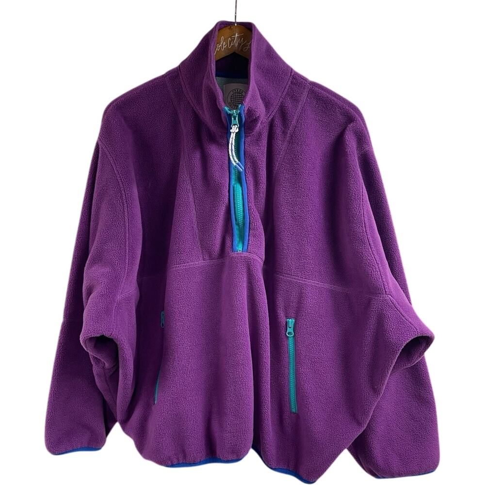Urban Outfitters Purple Fleece Pullover Plush Large 1/2 Zip